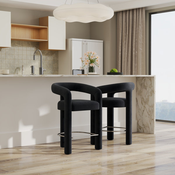 Ivy Bronx Modern Barrel Counter Chair With Armrests And Stirrups For Kitchen Islands, Bar Bars ...